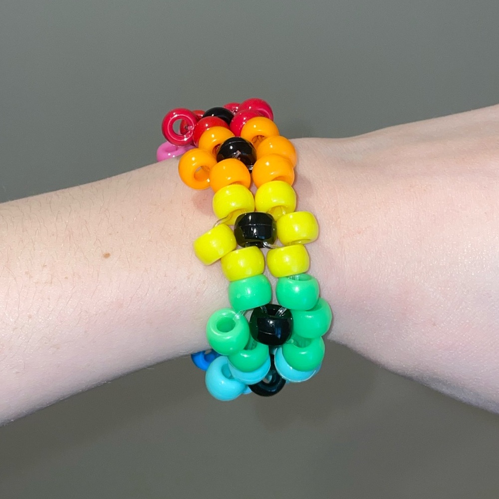 Rainbow kandi flower bracelet